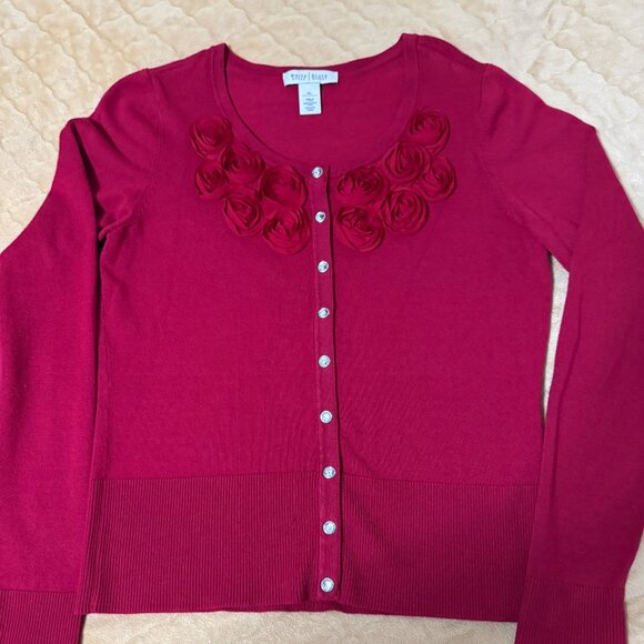 White House Black Market Women's Deep Red Snap Button Size XL - Picture 1 of 9